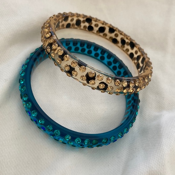 Vintage Jewelry - Vintage rhinestone lucite bracelets beautiful turquoise and stunning cream